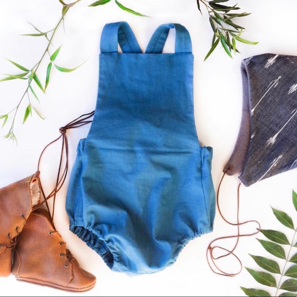 Handmade Linen Romper - Blue